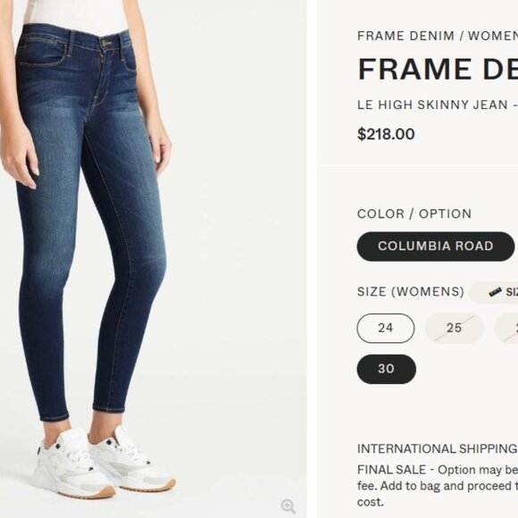 FRAME Le Skinny De Jeanne Jeans 30 $218 Columbia Road - Picture 3 of 7
